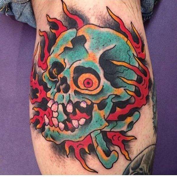 Tatuaje de calavera zombie