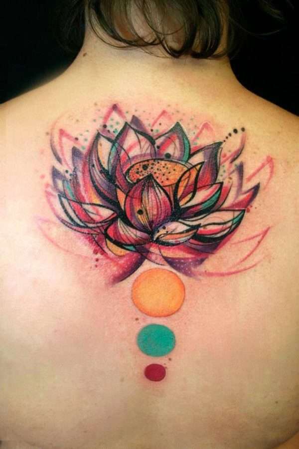 Tatuaje flor de loto multicolor
