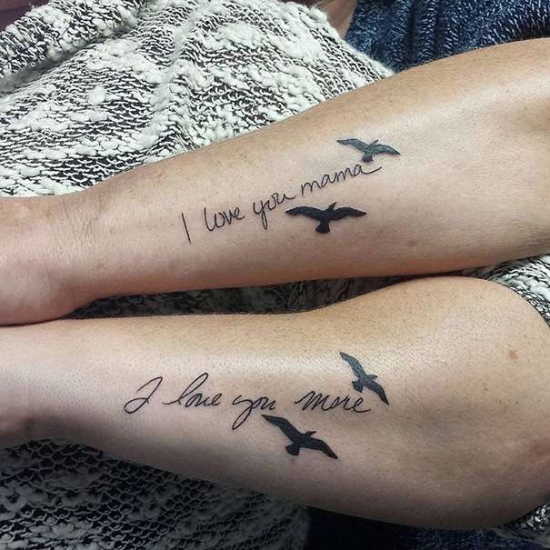 Tatuaje madre e hija frase y aves