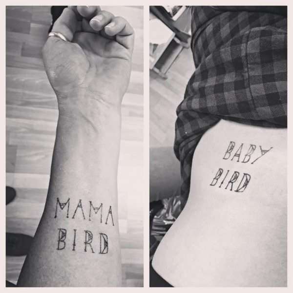Tatuaje madre e hija Mama bird Baby bird