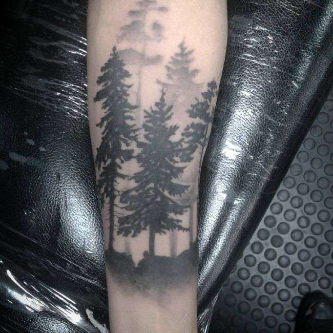 Tatuaje bosque en la niebla