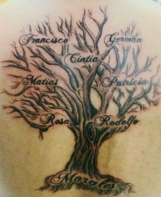 Tatuaje de árbol genealógico sin hojas