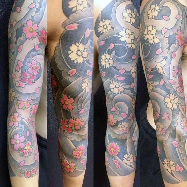 Tatuaje flores de cerezo - manga completa