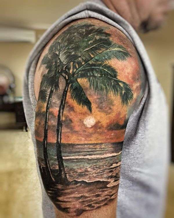 Tatuaje de árbol - palmeras