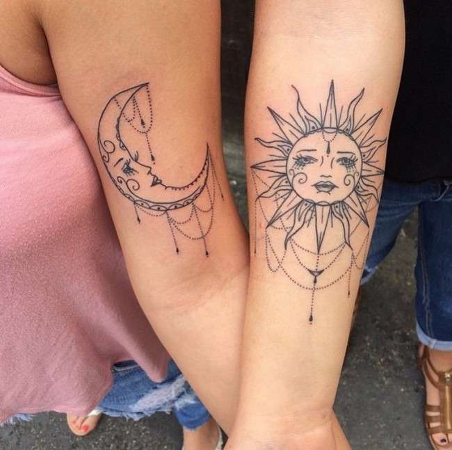 Tatuaje de mejores amigas - sol y luna