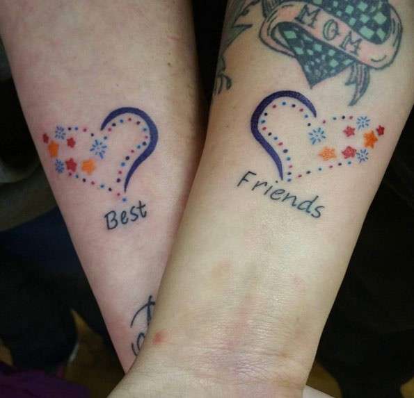 Tatuaje de mejores amigas - corazón y estrellas
