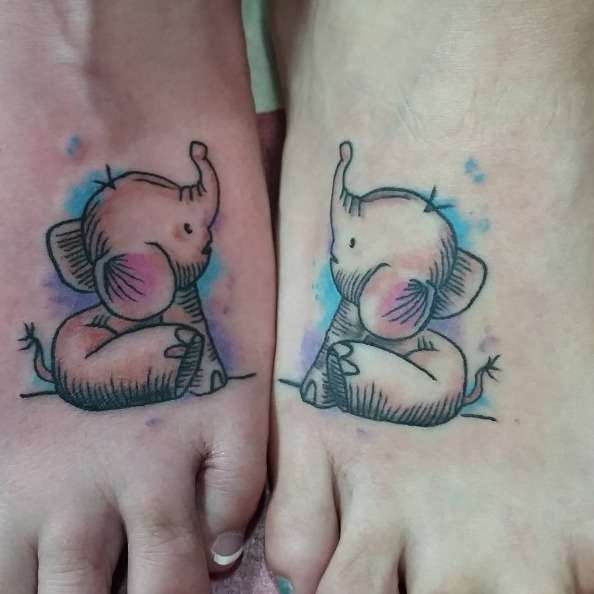 Tatuaje de mejores amigas - elefantes