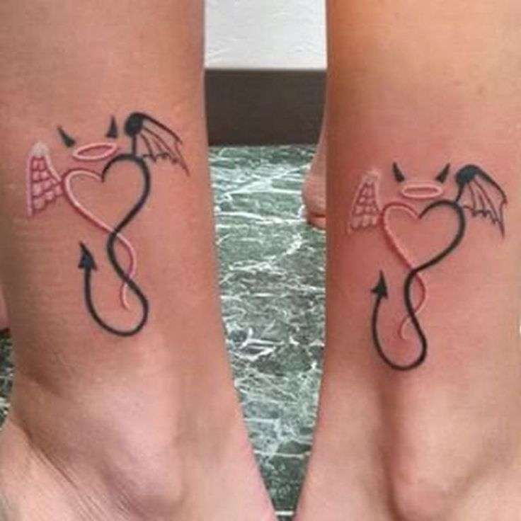 Tatuaje de mejores amigas - corazón diablo