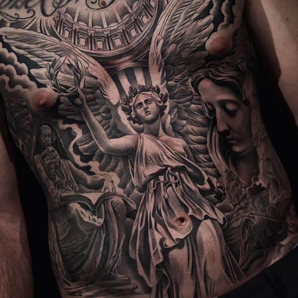Tatuajes cristianos - arcángel San Gabriel y la Virgen María
