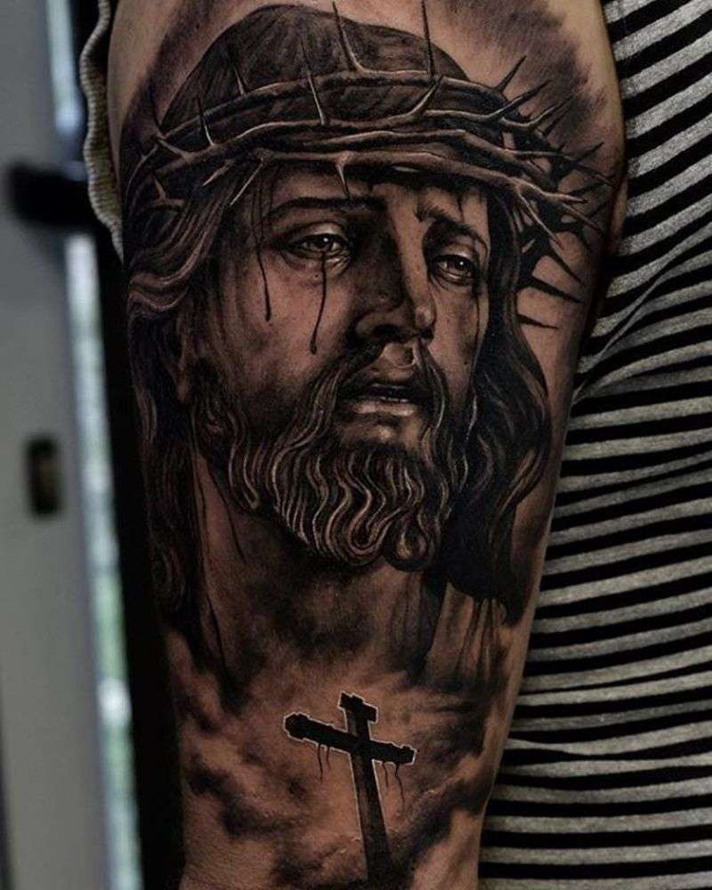 Tatuaje cristiano - Jesucristo con corona de espinas