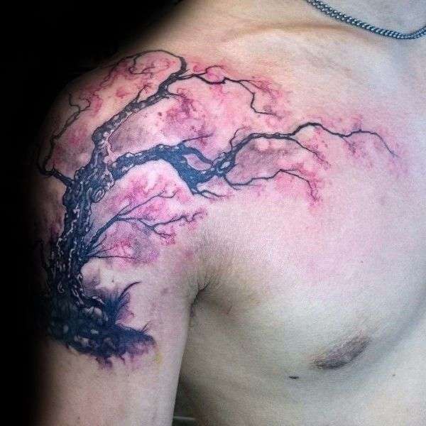 Tatuaje árbol de cerezo en flor