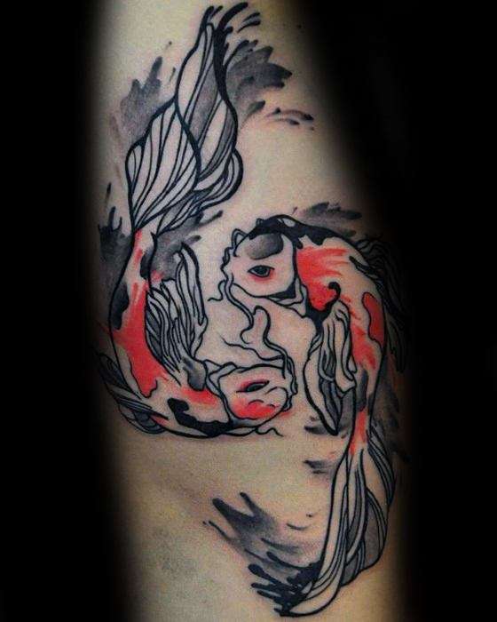 Tatuaje peces koi Ying y Yang - brazo