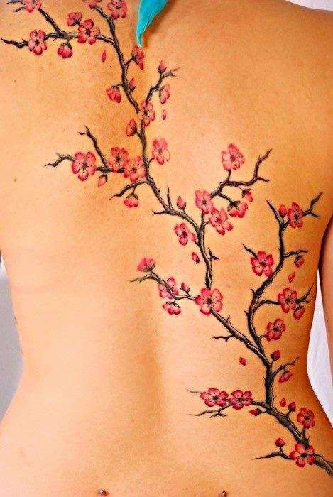Tatuaje de flor de cerezo - espalda completa