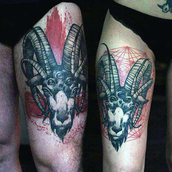 Tatuaje en el muslo - carnero