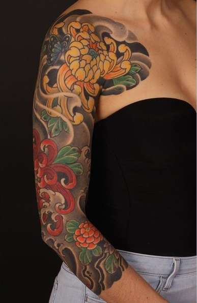 Tatuaje de manga con flores