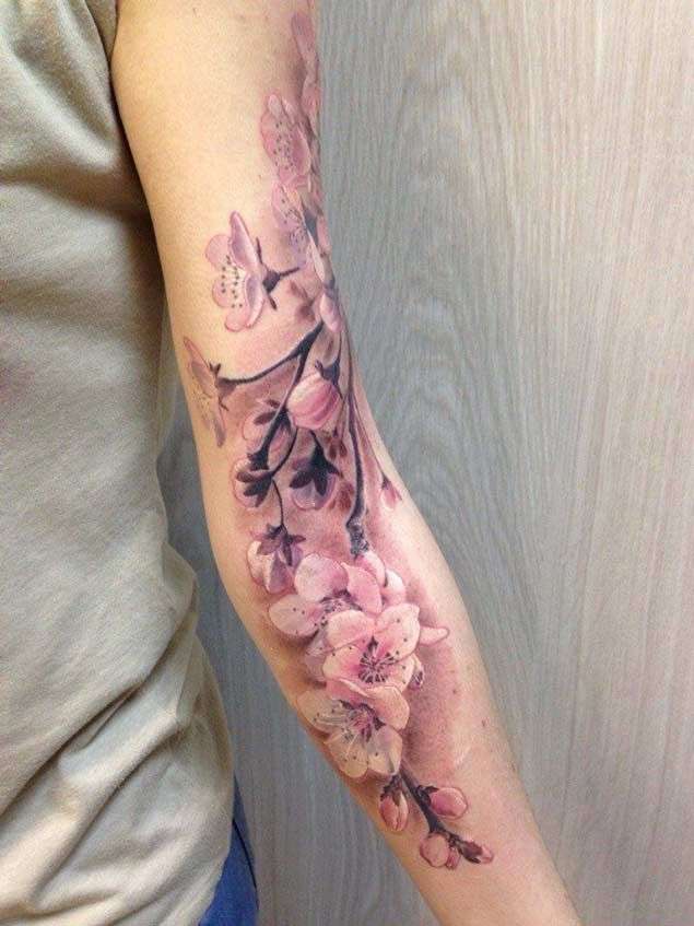 Tatuaje flores de cerezo - ramillete