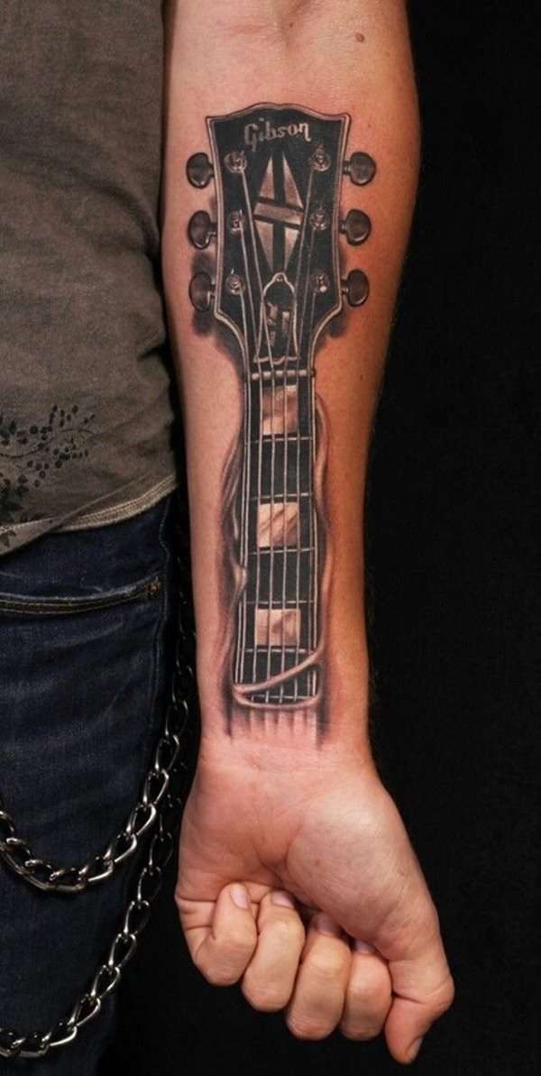 Tatuajes de música: brazo de guitarra Gibson