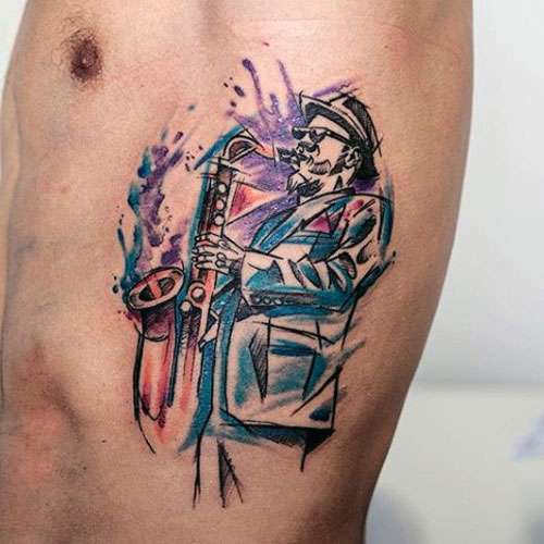 Tatuajes de música: saxofonista