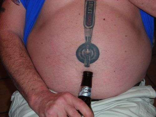 Funny tattoos: beer belly