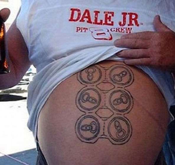 Funny tattoos: beer cans