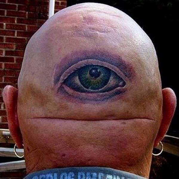 Funny tattoos: eye in the neck
