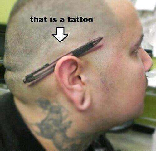 Funny tattoos: ballpoint