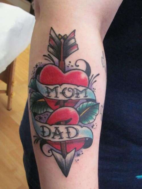 Tatuaje de corazón Mom and Dad