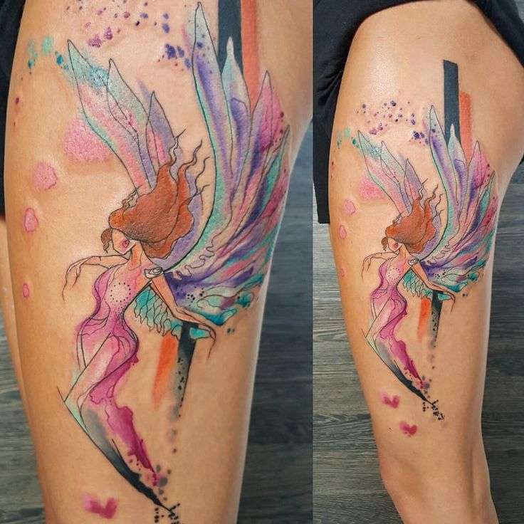 Tatuaje de ángel - acuarela