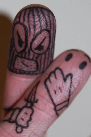 Funny tattoos on the fingers