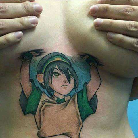 Funny tattoos on the bust