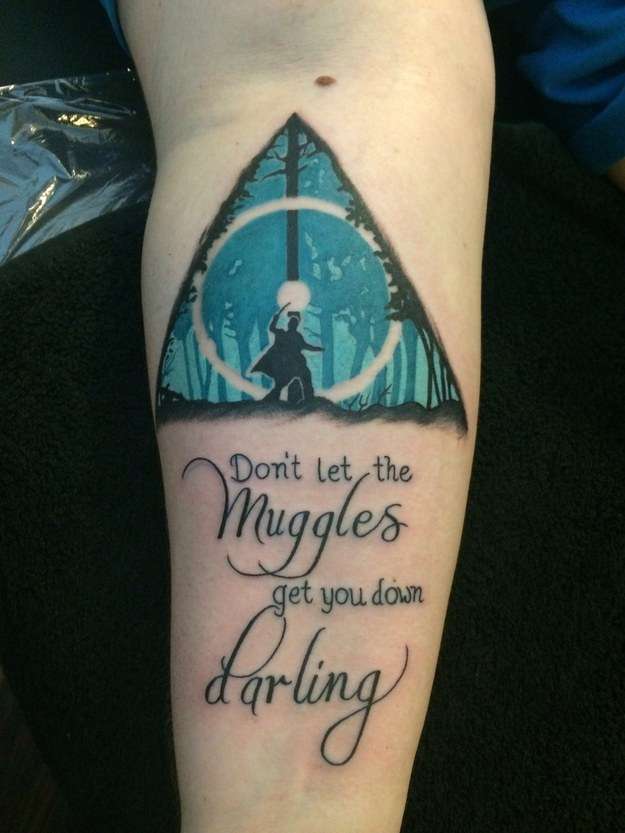 Tatuaje de Harry Potter con frase