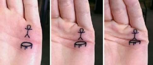 Funny tattoos: jumping on the trampoline