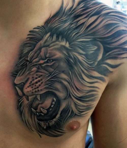 Tatuaje de león en el pecho 2