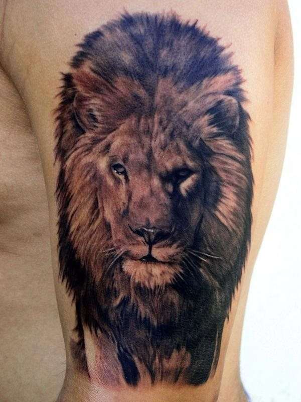 Tatuaje de león - realismo fotográfico