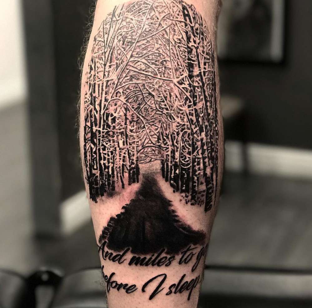Tatuaje de bosque nevado