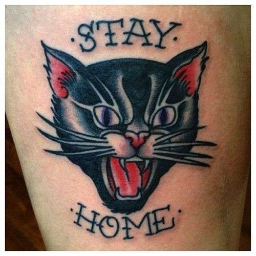 Tatuaje de gato Old School
