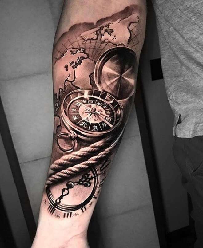 Tatuaje de reloj en antebrazo