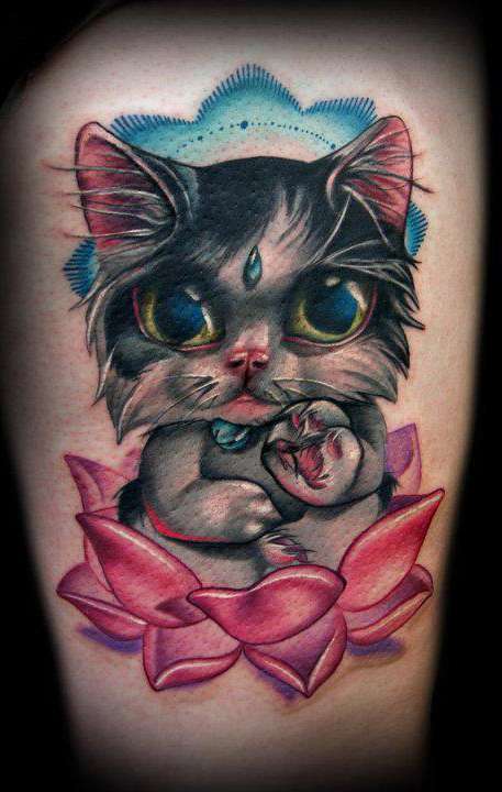 Tatuaje de gato New School