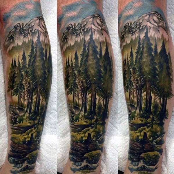 Tatuaje de bosque verde