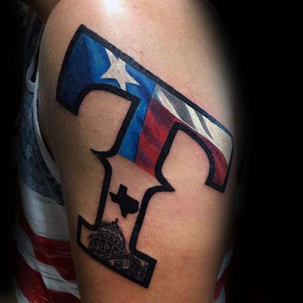 Tatuaje de letra "T" de Texas