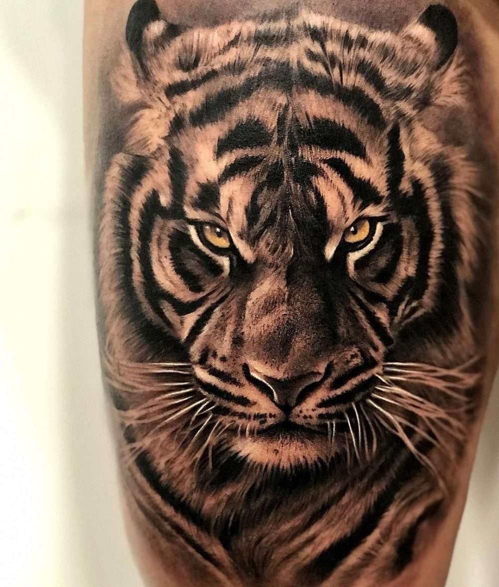 Tatuaje de tigre realismo fotográfico