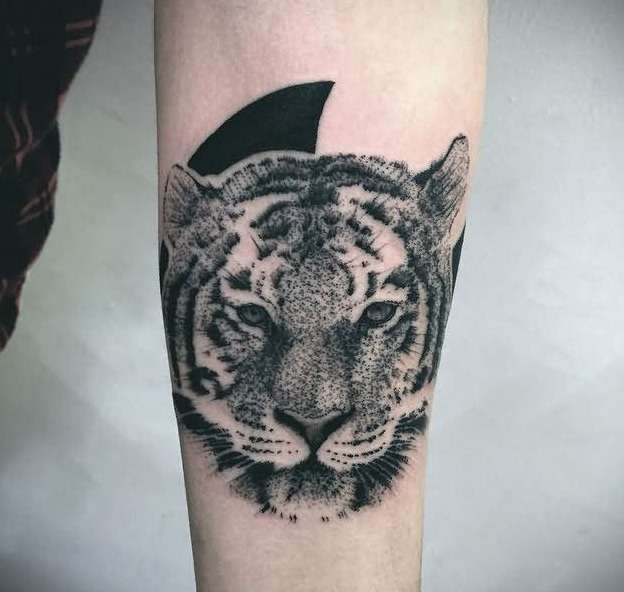 Tatuaje de tigre dotwork