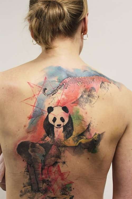 Tatuajes de animales: leopardo, elefante, oso panda