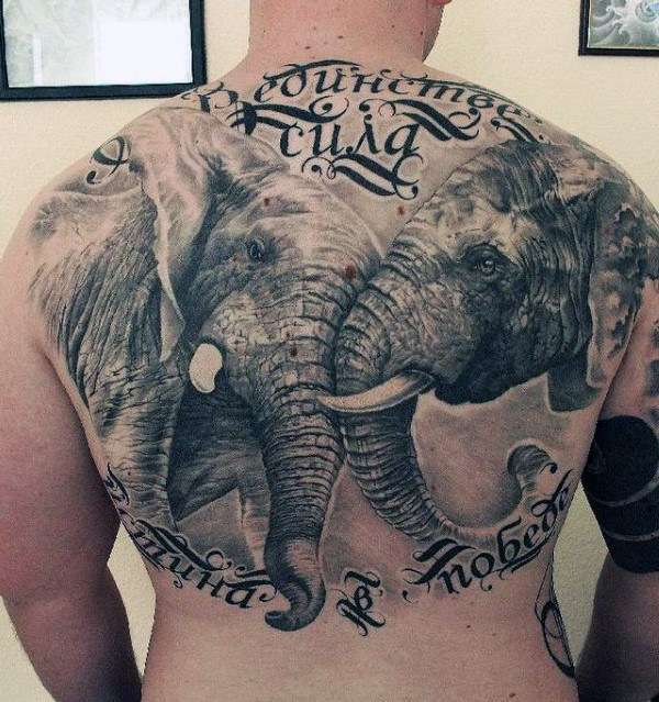 Tatuaje de elefante en la espalda