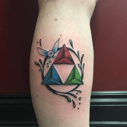 Tatuaje de triángulos en colores