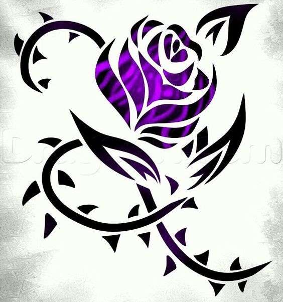 Dibujos de tatuajes: rosa en color violeta