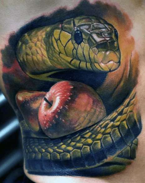 Tatuajes 3D: serpiente y manzana