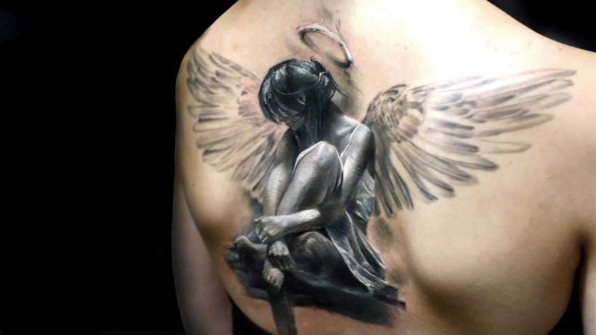 Tatuajes 3D: chica ángel