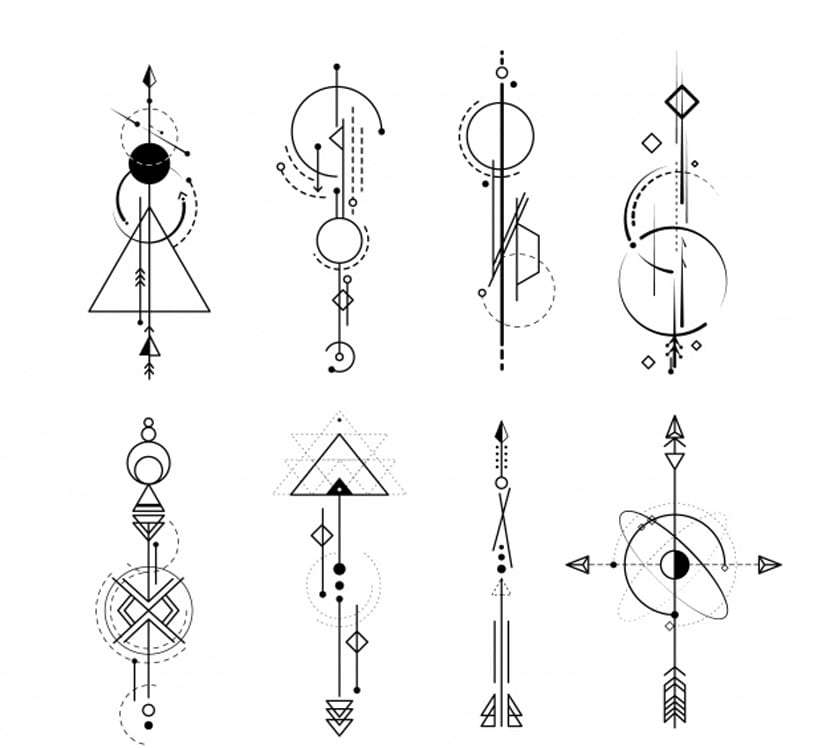 Dibujos de tatuajes: flechas y figuras geométricas
